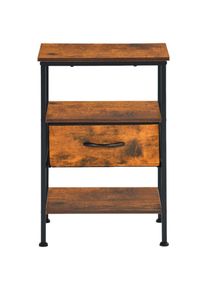 Table de Chevet avec 1 Tiroirs Tissus Table d'appoint Petit Meuble de Rangement Style Industriel Commode 1 tiroirs, 40 x 30 x 60 cm--Marron