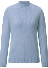 Damen Bouclé-Pullover mit Rippenbündchen hellblau Größe 48