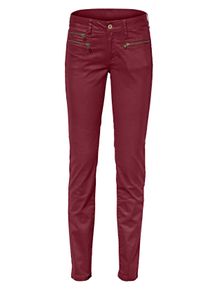 Heine Dames Broek met smalle pijpen van stretchmateriaal in bordeaux ,maat 34, Witt, 98% Katoen, 2% Elastan. Coating: 100% Polyurethaan