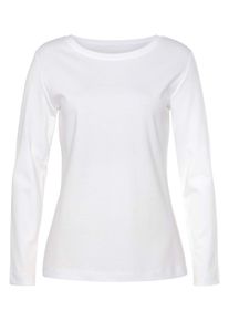 Vivance Dames Shirt met lange mouwen in wit, zwart ,maat 32/34, Witt, 100% Katoen