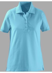 Dames Poloshirt met zijsplitten in aqua ,maat 36, WITT, 100% Katoen