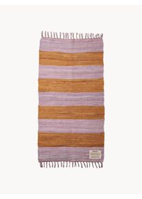Bongusta Passadeira em algodão artesanal com franjas Chindi Laranja, Roxo Algodão L 60 x C 120 cm