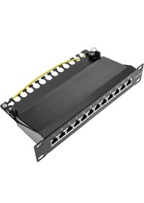 Panneau de brassage 10' pour serveur rack Patch panel 12 port RJ45 Cat.6A ftp 1U - BeMatik