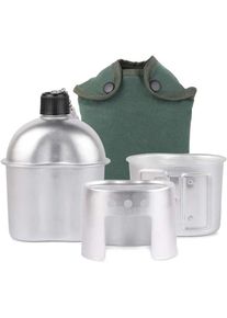 Kit de Cantine , 3pcs Batterie de Cuisine en Aluminium Mmilitaire Cantine Coupe Poêle à Bois Ensemble avec Housse pour Le Camping Randonnée Sac à Dos