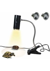 Start - Lampe chauffante Tortue Terrestre, 1 Ampoules uva uvb 50W, Lampe Chauffante Terrarium Infrarouge Lampe à Pince avec Support de Lampe à Col de