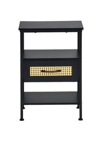 Table de Chevet avec 1 Tiroirs Tissus Table d'appoint Petit Meuble de Rangement Style Industriel Commode 1 tiroirs, 40 x 30 x 60 cm--Noir