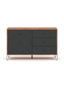 Livetastic Sideboard , Graphitfarben, Eichefarben , Metall , 1 Fächer , 123x75x40 cm , Beimöbel erhältlich , Kleinmöbel, Kommoden, Sideboards