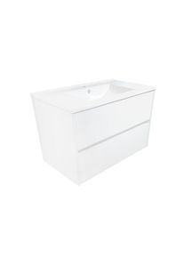 Hayat Bathroom Base cabinet 80 cm white glossy + sink