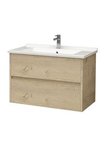 Hayat Bathroom Base cabinet 80 cm oak + washbasin