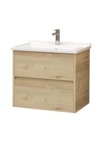 Hayat Bathroom Base cabinet 60 cm oak + washbasin