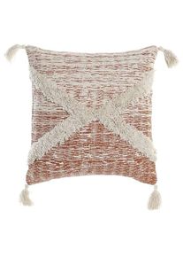 Coussin Dkd Home Decor Beige Orange 45 x 10 x 45 cm Frange