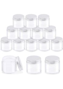 Bluedeer - Lot de 15 bocaux ronds en verre transparent de 56,7 g avec couvercle intérieur et couvercles en aluminium argenté pour ranger crèmes,