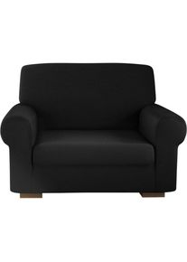 Mediawave Store - Housse de fauteuil 1 place avec élastique, unie, antimacchia, tissu piqué Couleur: Noir