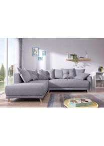 Lena - canapé d'angle gauche convertible - 5 places - gris clair - style scandinave