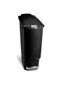 simplehuman 40L schlanker Treteimer, schwarzer Kunststoff