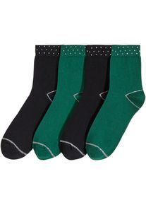 Korta strumpor med dekorstenar och bomull (4-pack) - svart - storlek 31-34 - bonprix