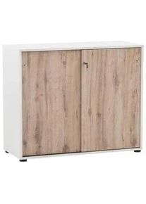 MÖBELPARTNER Mid.you Aktenschrank , Weiß, Wildeiche , Holzwerkstoff , 2 Fächer , 100.1x83.6x41 cm , Beimöbel erhältlich, abschließbar , Büromöbel, Büroschränke, Aktenschränke