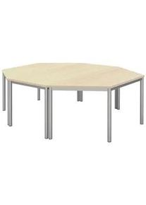 Moderano Konferenztisch , Grau, Ahornfarben, Alufarben , Metall, Holzwerkstoff , achteckig , Rundrohr , 160x72x240 cm , Goldenes M, BQ - Bündnis für Qualität, Made in Germany , Büromöbel, Büromöbel-Sets & Büromöbel-Serien, Büromöbelserien