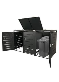 XL 3er-/6er-Mülltonnenverkleidung HWC-E83, Mülltonnenbox, erweiterbar 116x212x98cm ~ anthrazit Stahl, 100kg
