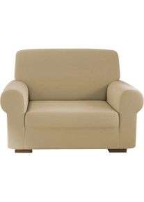 Mediawave Store - Housse de fauteuil 1 place avec élastique, unie, antimacchia, tissu piqué Couleur: Beige