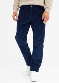 Pantalon droit Relaxed Fit en velours côtelé doublé en flanelle - bleu - taille 48 - Velours côtelé - bonprix