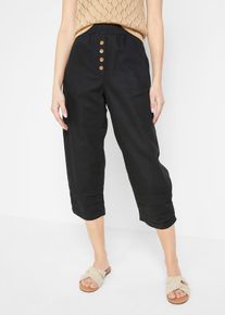 Pantalon carotte en lin et coton - noir - taille 54 - lin - bonprix
