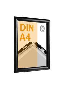 Cadre clic-clac rabattable, aluminium, A4, adhésif noir | En onglet