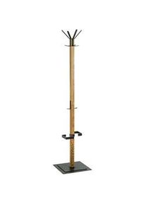 HAKU Xxxl Garderobenständer , Schwarz, Eichefarben , Holz, Metall , Eiche , 40x180x40 cm , Schuhablage, standfeste Füße, integrierter Schirmständer, Jackenhalter , Kleinmöbel