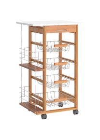 HOMCOM Rolling Kitchen Cart, Utility Storage Cart with 4 Basket Drawers & Side Racks, Wheels for Dining Room, Brown | Aosom Ireland