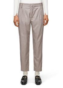 Drykorn DISPATCH-0 Geplooide broek met elastische tailleband in zacht flanel in beige, maat 27x32