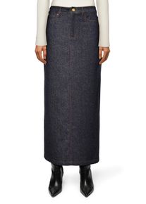 Drykorn ZYA 5-pocket kokerrok in denim-look wollen keperstof in blauw, maat 27
