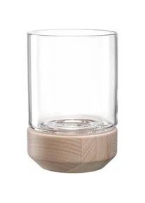 Leonardo Windlicht , Braun, Transparent , Holz, Glas , Buche , 14.00x20.90x14.00 cm , Dekoration, Laternen & Windlichter, Windlichter