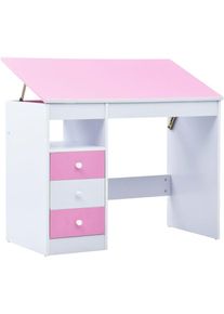 Furniture Limited - Bureau pour enfants Inclinable Rose et blanc