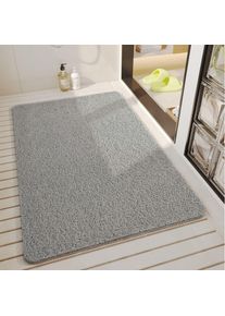 Cyslmuk - 1pc (40x80 cm, gris) Tapis de douche antidérapant avec trous de drainage, séchage rapide et résistant à la moisissure Tapis de bain en