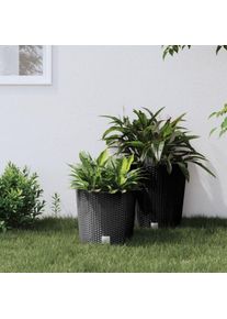 Design In - Jardinière Pot de Fleurs et intérieur amovible anthracite 15 /15,3 l rotin pp CVW46422