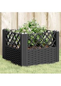 Jardinière Pot de Fleurs avec piquets noir 43,5x43,5x43,5 cm pp CFW74885