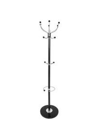 HAKU Carryhome Garderobenständer , Schwarz, Chromfarben , Metall, Stein , 176 cm , integrierter Schirmständer , Kleinmöbel