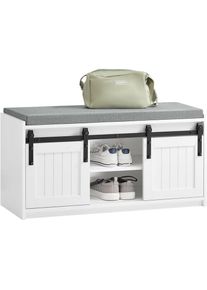 sobuy FSR133-K-W Étagère à Chaussures, Meuble à Chaussures, Porte-Chaussures avec 2 Portes, Meuble d'entrée, Coffre Rangement pour Chaussures avec Porte de