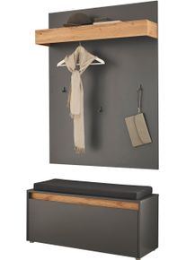 Inosign Garderoben-Set »GIRON/ CiTY, Garderobe in Wotan Eiche, moderner Garderobenschrank«, (Komplett-Set, 2 St.), enthält Garderobenpaneel & Schuhbank inkl. Sitzkissen, 100 cm breit