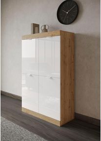 Inosign Highboard »Slim«, Breite 91 cm, weiß Hochglanz Lack