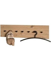 HAKU Xxxl Wandgarderobe , Schwarz, Eichefarben , Metall, Holzwerkstoff , 80x20x5 cm , Garderobe, Garderobenpaneele, Wandgarderobe