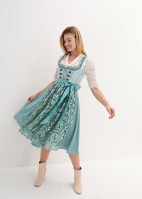 Dirndl met pailletten en schort (2-dlg. set) - blauw - maat 48 - bonprix