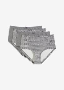 Maxi hipster met biologisch katoen (set van 4) - grijs - maat 52/54 (XXL) - met katoen - bonprix