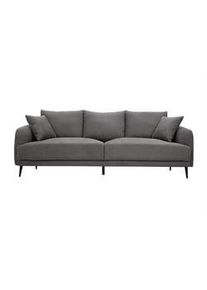 Miliboo Design-Sofa mit grauem Stoff im Samtdesign und schwarzem Metall 3-Sitzer JERRY