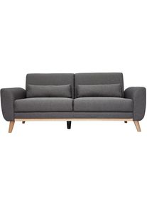 Miliboo Canapé scandinave 3 places en tissu gris foncé et bois clair ektor