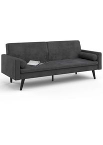 Canapé droit scandinave 3 places convertible naël en velours gris anthracite