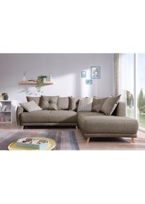 Lena - canapé d'angle droit convertible- 5 places - latte - style scandinave