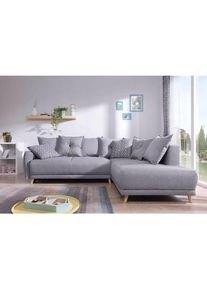 Lena - canapé d'angle droit convertible - 5 places - gris clair - style scandinave