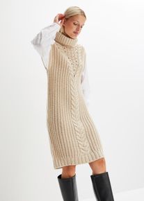 Strickkleid mit Bluseneinsatz, beige, Größe 40/42 (M), bonprix