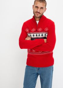 Norweger-Pullover mit Troyerkragen, rot, Größe 72/74 (5XL), bonprix